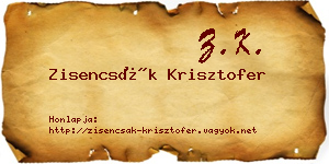 Zisencsák Krisztofer névjegykártya